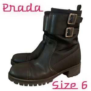 Prada lug heal combat boot zip up BOOT.